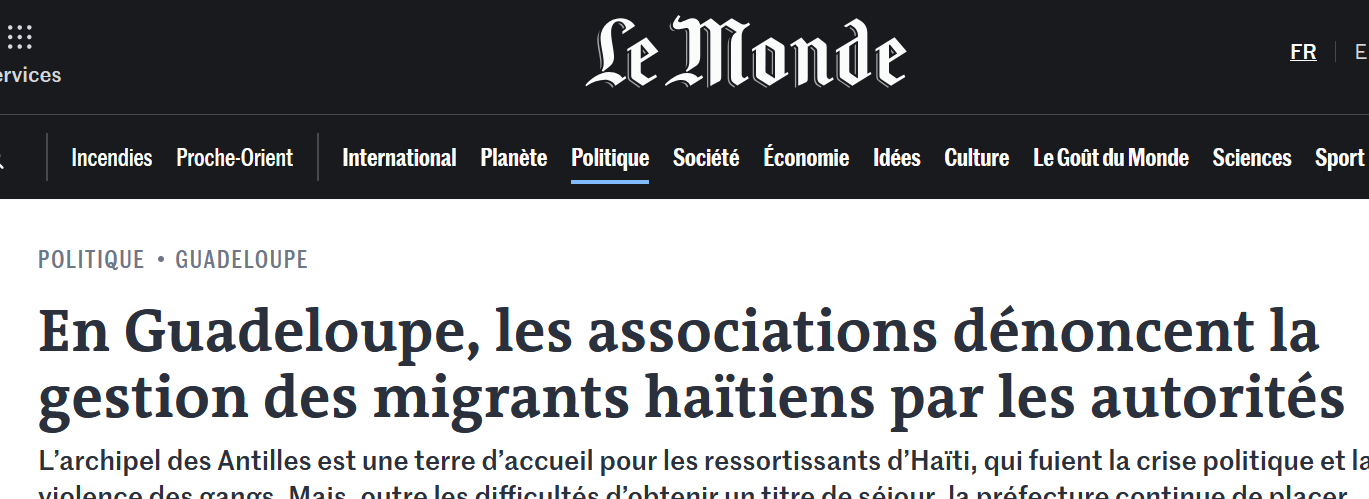 En Guadeloupe, les associations dénoncent la gestion des migrants haïtiens par les autorités 