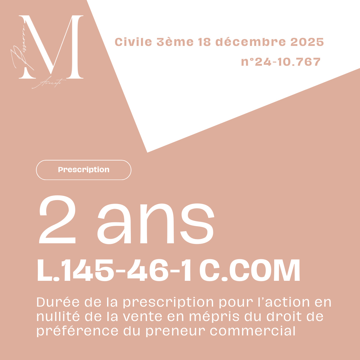 Droit de préférence du locataire commercial - attention au chrono !